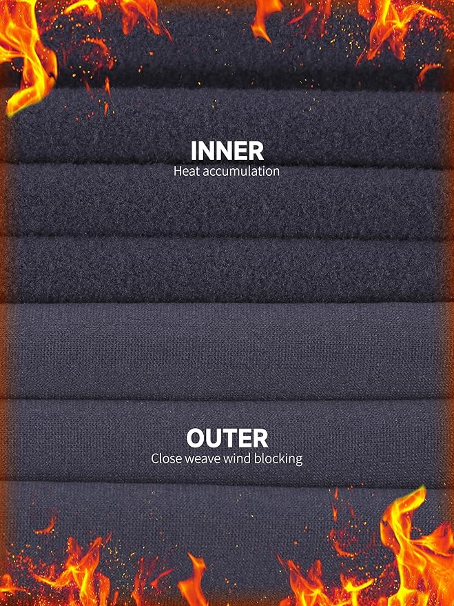 VZV Thermal Underwear for Men Fleece Lined Long Johns for Mens Thermals Top and Bottom Set Soft Base Layer for Winter