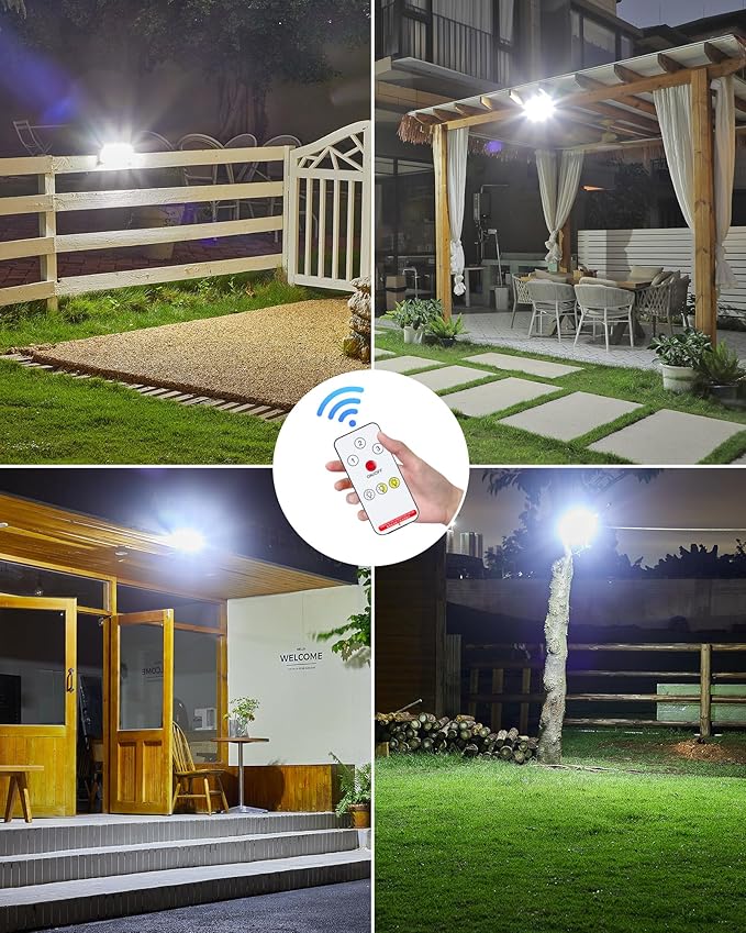 208Leds Solar Lights Outdoor,Clip on Motion Sensor Outdoor Lights,6000K,1000LM High Bright Solar Powered Flood Light with 3 Mounting Ways for Bakcyard Fence Garage Camping (2Pack)