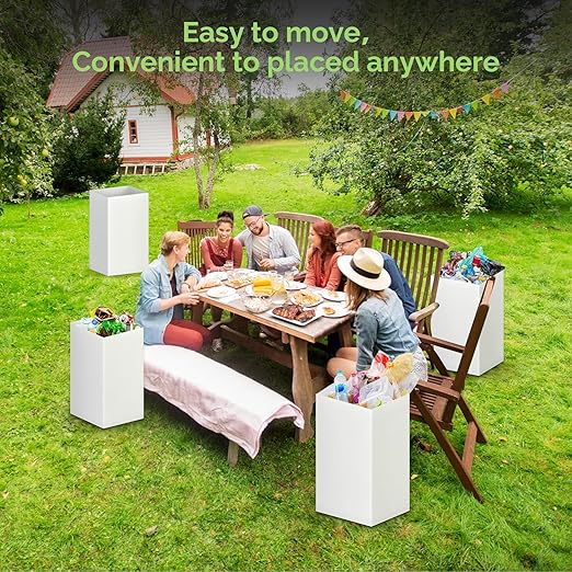 16 Pack Disposable Trash Cans for Parties, 13 Gallon Large Collapsible Garbage Cans, Thick Recycled Cardboard Reusable Recycling Bins for Party Events Camping (13" L x 10" W x 21" H), White