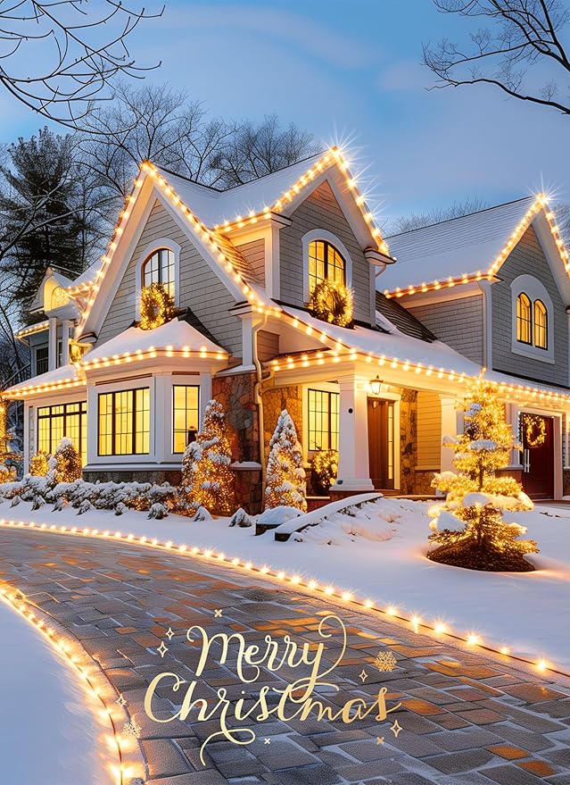 Vintage C9 LED Christmas Lights Outdoor, 200 Ft C9 String Lights with 200 Shatterproof Warm White Bulbs, Waterproof Connectable Christmas Tree Lights for Roofline Holiday Garden Party Xmas Decorations