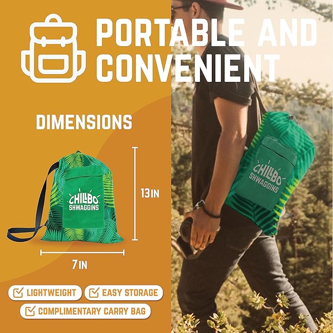 Chillbo Shwaggins Inflatable Couch – No-Pump Setup, Ripstop Polyester, Stability Pegs, Fun Prints, Portable Air Lounger for Beach, Camping, Festivals, and Tailgating - Green Leaf