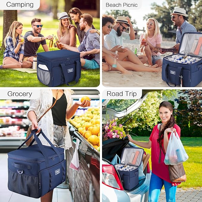 SUNUP 48 Cans Soft Sided Insulated Cooler Bag, Collapsible Large Ice Chest, Portable Leak-Proof Cooler for Travel, Camping, Beach, Grocery