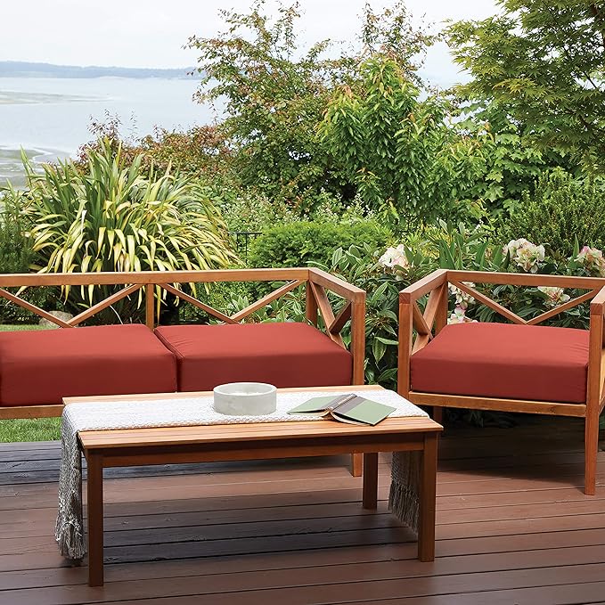 Classic Accessories Ravenna Water-Resistant 17 x 15 x 2 Inch Patio Seat Cushion, Spice, Chair Seat Cushion