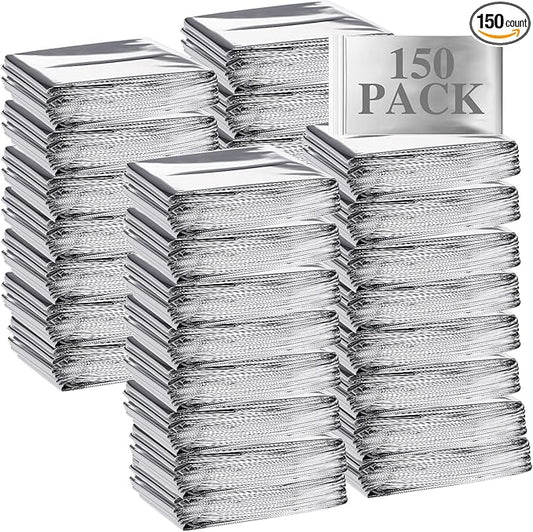 Macarrie Emergency Blanket Bulk Survival Thermal Silver Foil Reflective Blankets Pack for Cold Outdoors Camping Hiking First Aid Shelter Space Emergency Supplies Set