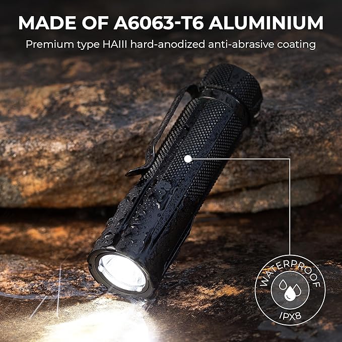 LED Rechargeable Flashlight - Super Bright 1250 High Lumens Flashlight, Waterproof IP68 Small Compact Pocket Tactical Flashlight for Home, Emergency, Rescue, Camping, Gifts for Men Black