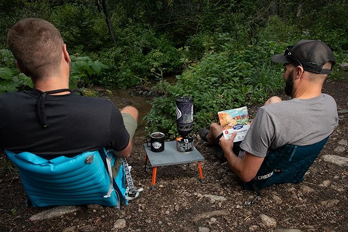Crazy Creek Pack Table, Compact 12" x 12" Outdoor Folding Table, Gray and Orange