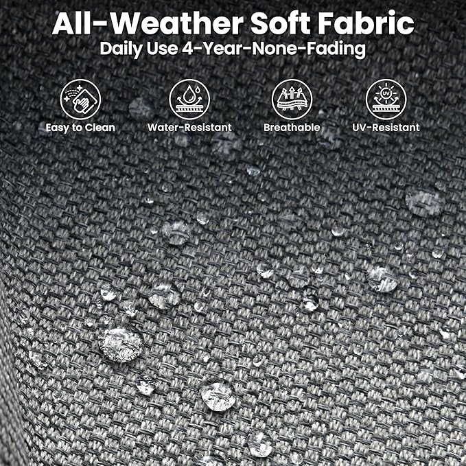 ovios 6 Pieces Patio Furniture Set with 54" Fire Pit Table, Outdoor Wicker Sofa with Comfy Cushions, All Weather High Back Rattan Couch Conversation Set, Dark Grey