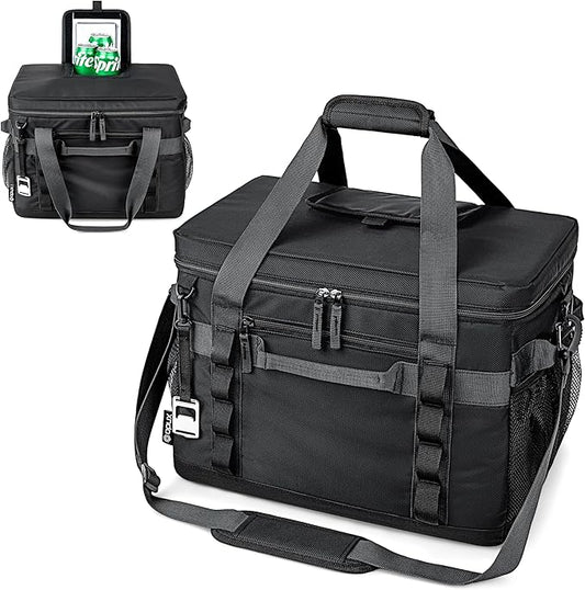 OPUX Cooler Bag, 60 Cans Insulated Soft Collapsible Portable Cooler, Soft Sided Leakproof Cooler for Beach Camping with Shoulder Strap, Ice Chest for Travel Road Trip Picnic, Black