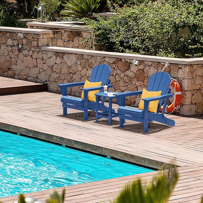 TORVA Patio Adirondack Side Table, Outdoor End Tables All-Weather Resistant HDPE Humidity-Proof Long Time Use for Deck, Lawn,Garden, Porch, Backyard End Table(Navy Blue Color-1 Tier)