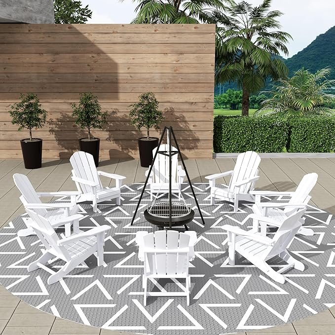 WestinTrends Malibu Malibu Outdoor Folding Poly Adirondack Chair (Set of 8), White