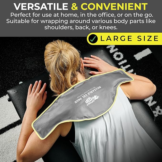 Hot & Cold Reusable Gel Pack Wrap for Neck/Shoulder/Back Pain Relief - Flexible Soft Compress - Ice & Heat Therapy for Rotator Cuff, Cervical, Pain, Swelling, Injuries and Surgery - Sport Temp