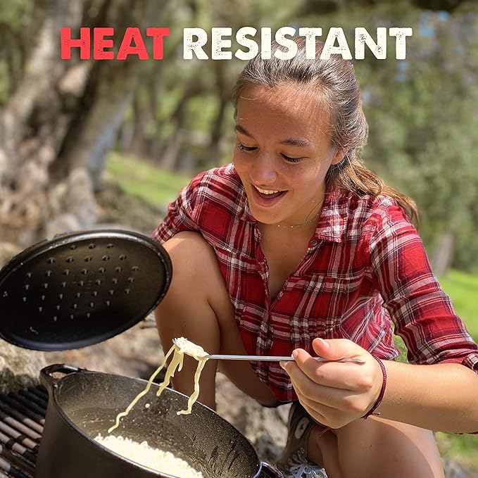 Tapirus - Long Spork and Long Spoon Set - 9.4-inch Long Deep Reach Stainless Steel Eating Utensils for MRE Bag - Keep Hands Clean and Away from Heat - Carry Bag Ideal for Hiking, Camping, Backpacking