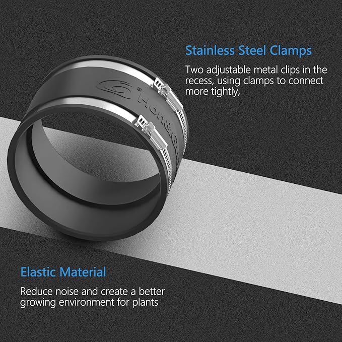 Hon&Guan 6 Dust Collection Fittings Rubber Noise Reduction Clamp for 6 Inch PVC Pipe/HVAC Inline Duct Fans and Carbon Filters/Duct Reducer