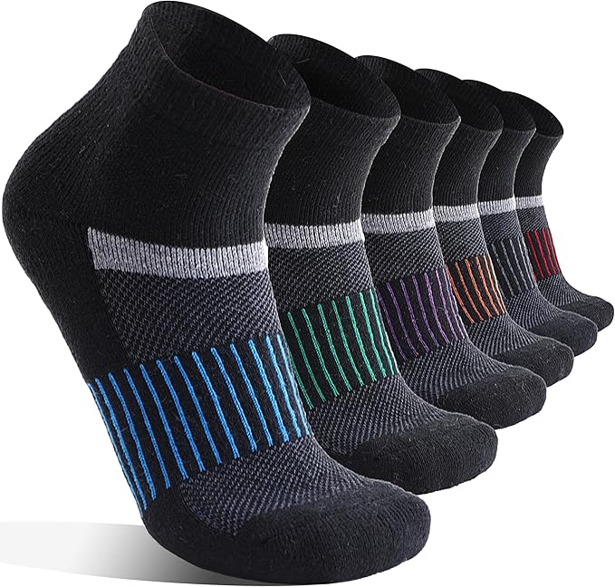 6 Pairs Merino Wool Ankle Running Hiking Socks Compression Support Breathable Thick Cushion No Show Socks for Women Men