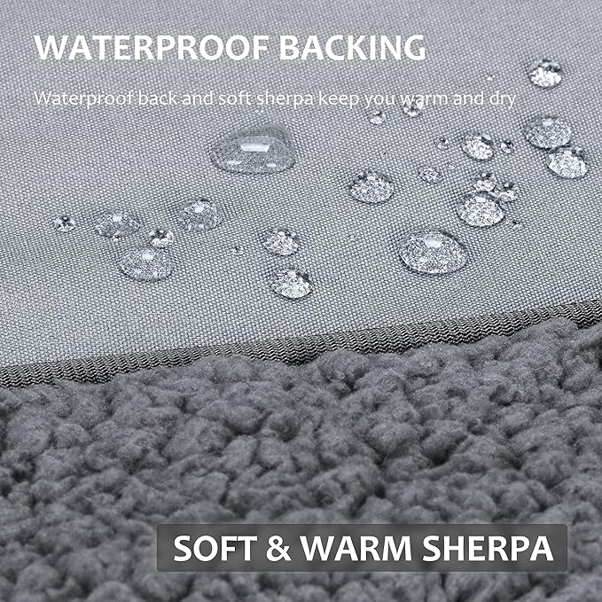 Tirrinia Large Waterproof Outdoor Blanket, Soft Warm Windproof Stadium Blanket with Sherpa Fleece and Foldable for Outdoor Sport, Baseball, Football, Beach, Concerts, Car