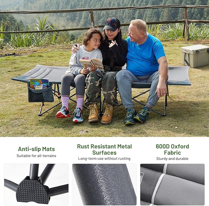 TIMBER RIDGE Extra Wide Heavy Duty Camping Cot for Adult, Easy Set Up Oversized Sleeping Cot with Carry Bag for Camping, Travel and Outdoors, Support up to 450lbs