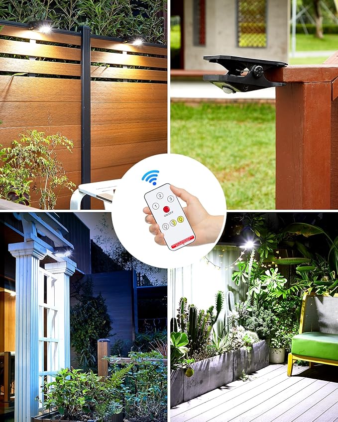 Solar Motion Sensor Lights Outdoor, Clip on Solar Lights Outdoor Waterproof, High Bright Solar Powered Security Lights for Outside Fence Chain Link Camping (2, 118 LED)