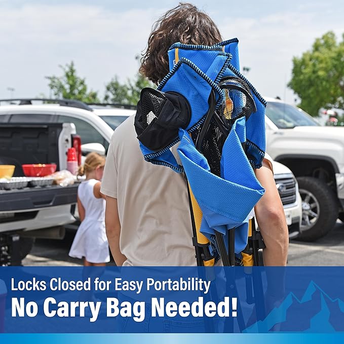 Kijaro Sports Fan Folding Chair, 26" L x 35.5" W x 37" H, Los Angeles Chargers