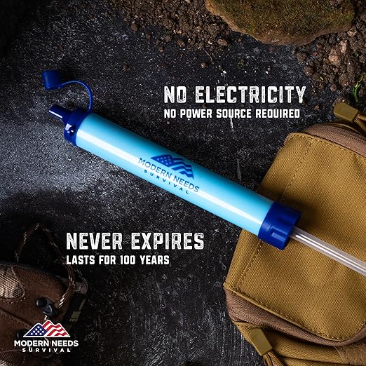 Ready Filter Personal Water Filter Straw | Backpacking Water Filter for Hiking & Camping | Portable Water Purifier Camping | Emergency Survival Gear & Camping Survival Kit | 3 Pack
