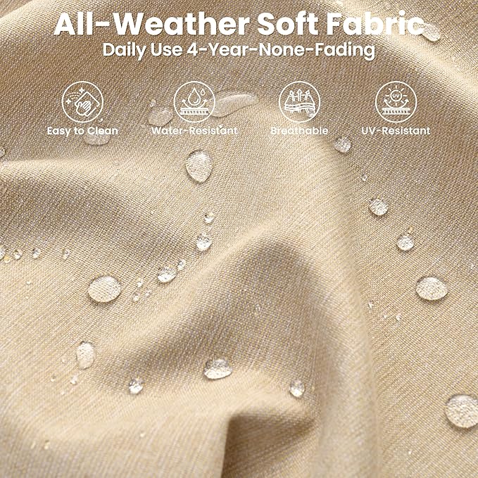 ovios 8 Pieces Patio Furniture Set with 54" Fire Pit Table, Outdoor Wicker Sofa with Comfy Cushions, All Weather High Back Rattan Couch Conversation Set, Beige