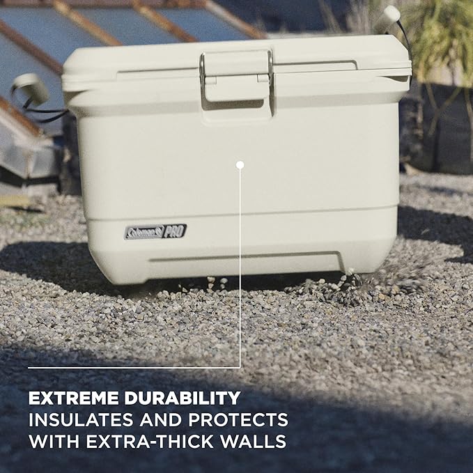 Coleman Pro Heavy-Duty, Desert Sand, 45qt Ultra-Light Premium Hard Cooler, Extra-Thick Insulation Keeps Ice up to 4 Days, 74-Can Capacity
