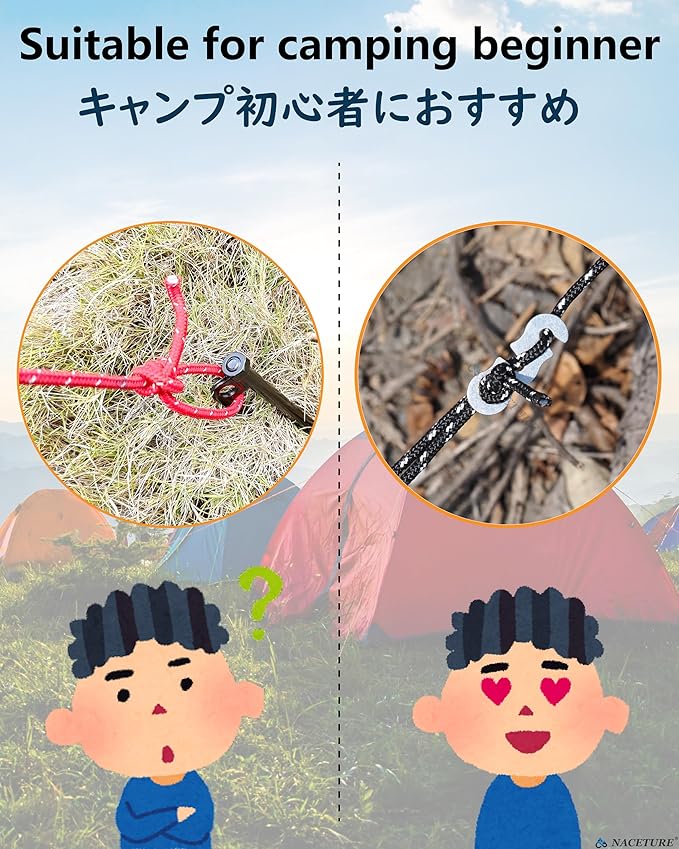 Rope Tensioner Aluminum Alloy Camping Tent Guyline Cord Adjuster Camping of Gear for Camping, Hiking, Backpacking Ultralight Tent Stakes Guy Lines (Sliver, 10 Pack)