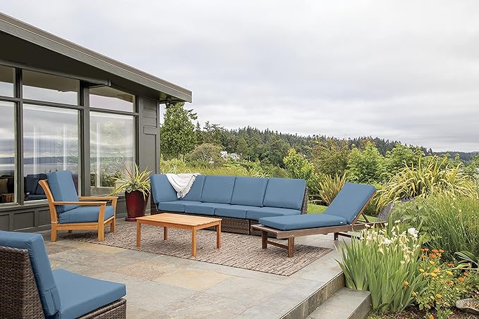 Classic Accessories Ravenna Water-Resistant 19 x 19 x 3 Inch Patio Seat Cushion, Empire Blue, Chair Seat Cushion