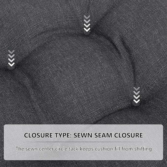 RACE LEAF Outdoor Seat Cushions Set of 2, 19" x 19" Square Patio Cushions, Plump Filling Tufted Water-Resistant Olefin Chair Seat Cushion with Ties for Non-Slip Support, Gray