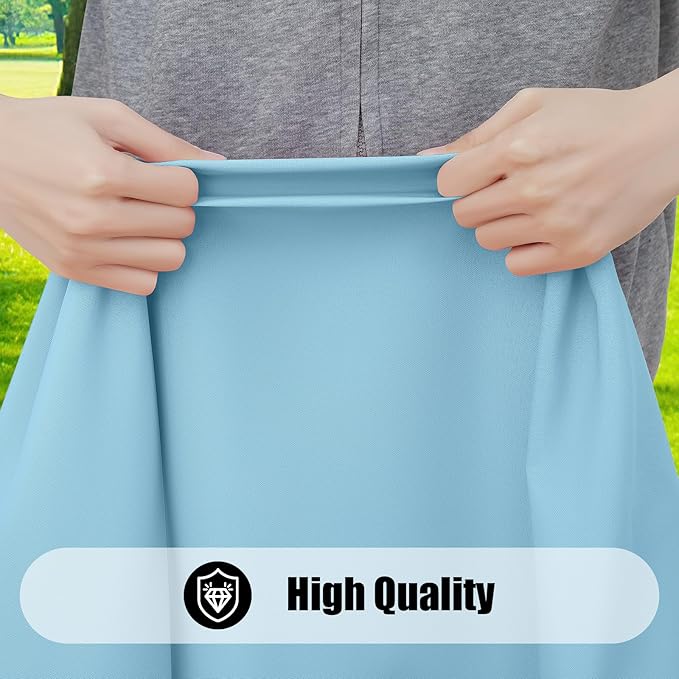 Smiry 2 Pack Rectangle Picnic Table Cloth, Waterproof Elastic Fitted Tablecloths, Washable Polyester Rectangular Patio Table Cover for Camping, Indoor and Outdoor (Light Blue, 30"x72")