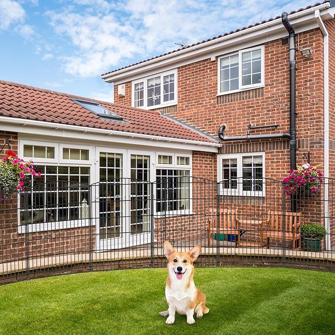 INJOPEXI Decorative Garden Fence 6 Panels 13ft (L)×36in (H) Animal Barrier Fences with 5 Panels + 1 Gate, No Dig Garden Fencing Rustproof Metal Wire Temporary Rabbit Dog Fence for Patio Outdoor Yard