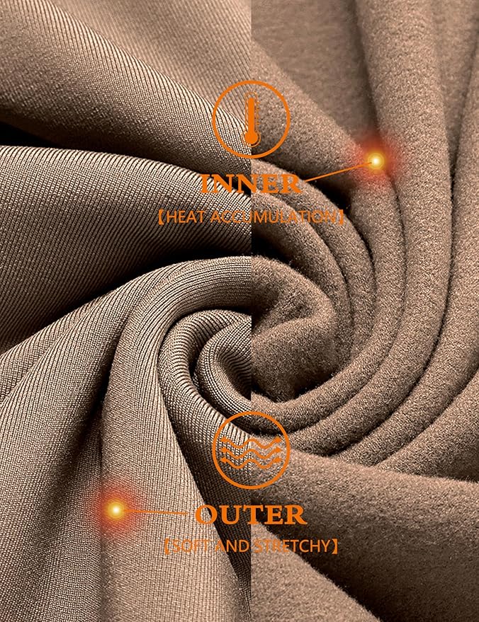 URRU Thermal Underwear for Men High Stretch Fleece Lined Long Sleeve Crewneck Thermal Shirts Base Layer Top Men Cold Weather