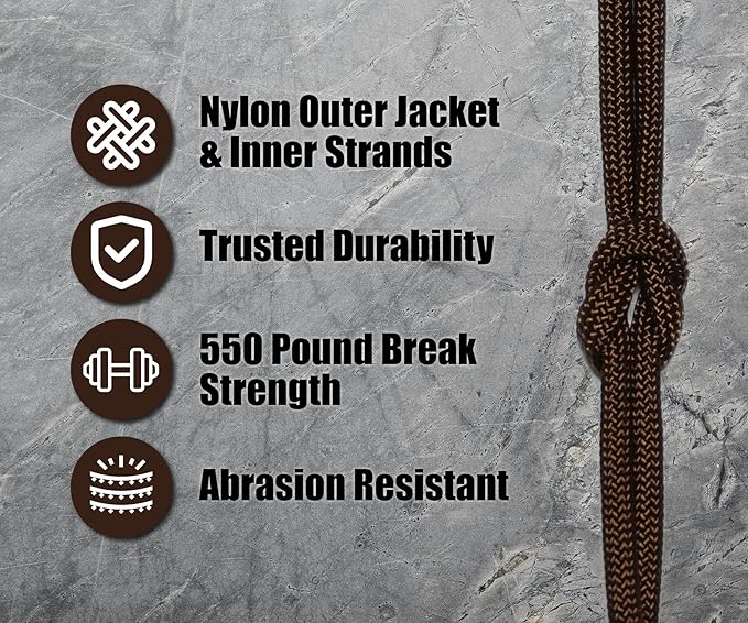 BORED? PARACORD! 550 lb Paracord - Ideal for Crafting, Camping, DIY Projects, Active & Military Outdoors - Strong Survival Rope - Tactical Parachute Cord Type III - Walnut 1000 Feet