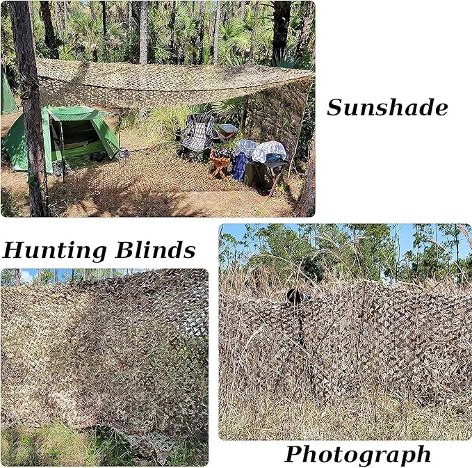 Camo Netting Camouflage Netting 20x20 10x20 10x10 Bulk Roll Burlap Camo Tarp Sunshade Net for Hunting Blind Dinosaur Birthday Jungle MilitaryTheme Party Decoration Camping Shooting