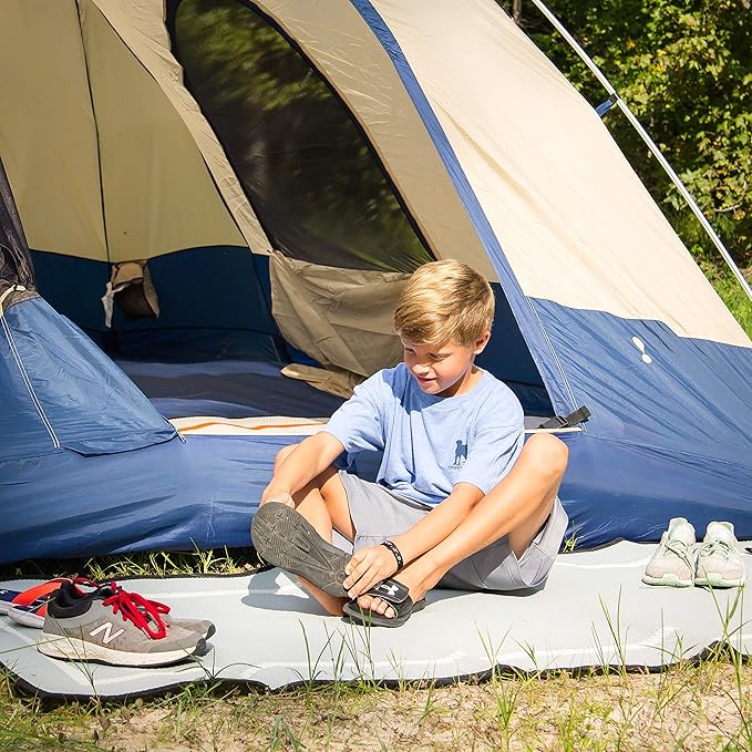 3x6 Solid Gray RV Patio Mat – Extra Thick 5mm Recycled Poly Rug – Waterproof, Reversible, Heavy-Duty – Compact Premium Outdoor Rug for Camping, Deck, Beach (Grey, 3' x 6')