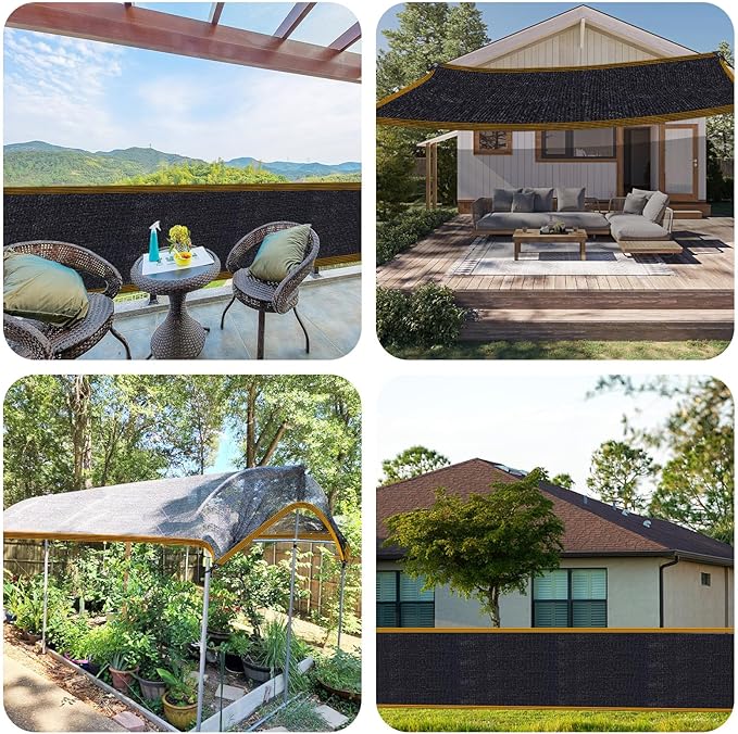 QLOFEI 60-70% Shade Cloth with Grommets, Sunblock Shade Sail Mesh Tarp for Plant Greenhouse, Easy to Hang Shade Cloth for Patio Kennel Chicken Coop Lawn Garden Shade Neting Cover, 10x15 FT