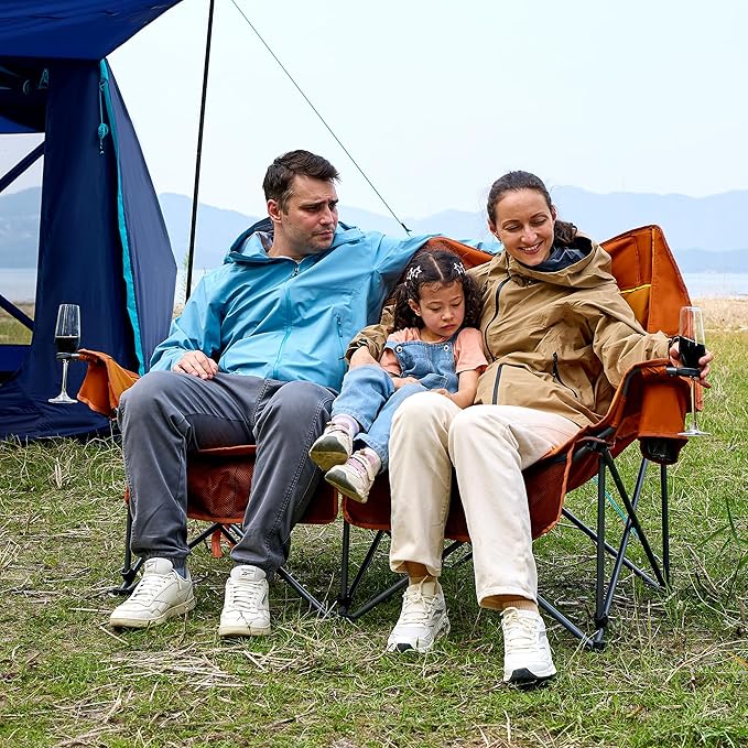 Timber Ridge Double Camping Chair, Heavy Duty Outdoor Folding Camp Couch, Loveseat Camping Chairs Perfect for Campsites, Patio/Lawn, Soccer Games or Other Youth Sports, Supports 800 lbs