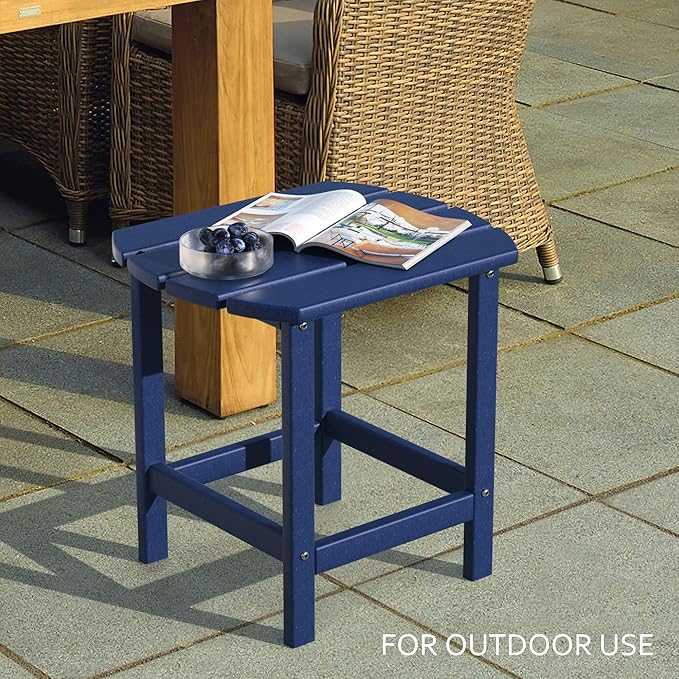 TORVA Patio Adirondack Side Table, Outdoor End Tables All-Weather Resistant HDPE Humidity-Proof Long Time Use for Deck, Lawn,Garden, Porch, Backyard End Table(Navy Blue Color-1 Tier)