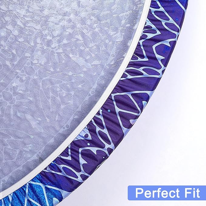 Round Tablecloth Fitted Elastic Table Cover Waterproof Table Cloth for Dinner, Party, Picnic,Camping, Round Table Cover for Indoor Outdoor