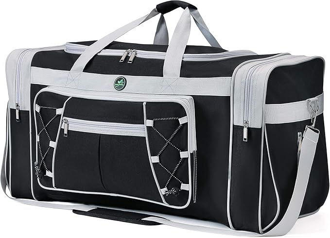 Travel Duffle Bags for Men 26" Black Weekender Over Night Carry On Bag, Lightweight Extra Large Oxford Duffel Gym Sturdy Luggage Water-proof foldable Holdall