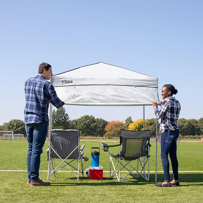 Core Instant Straight Leg Canopy Tent with Adjustable Sun Wall, 6 ft x 4 ft , Gray