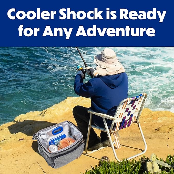 Cooler Shock Reusable Ice Packs for Cooler - Long Lasting Cold Freezer Packs for Coolers and Lunch Boxes - Cooler Ice Packs for Camping Gear, Fishing, Road Trips, Beach Must Haves