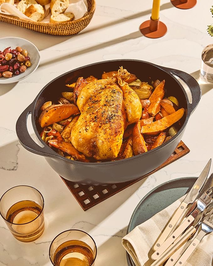 Caraway Enameled Cast Iron Dutch Oven - 8qt Dutch Oven With Lid - 3 Layer Enamel Coating - No Seasoning Required - Compatible With All Stovetops - Oven Safe - No Forever Chemicals - Charcoal
