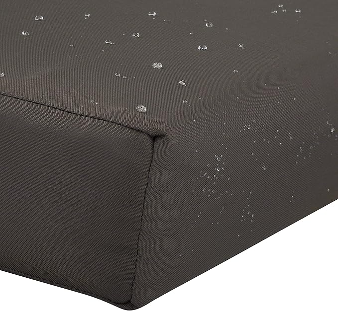 Classic Accessories Ravenna Water-Resistant 23 x 23 x 5 Inch Square Patio Seat Cushion Slip Cover & Foam, Dark Taupe, Lounge Chair Cushion