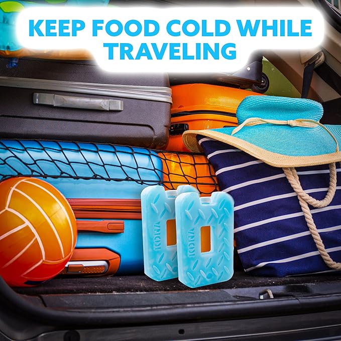 Kona Blue/Ice Ice Packs for Lunch Box - 2 lb Freezer Packs Compatible with Yeti Cooler Bags | Dry Ice Shock Pack, Long-Lasting Reusable Ice Packs for Lunch Bags (10" x 5.5" x 1.5" Pack of 4)