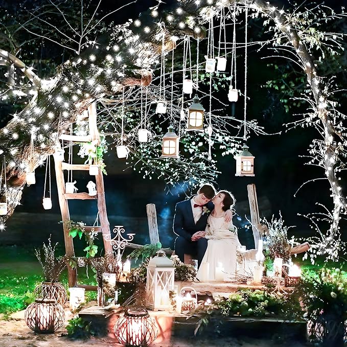 KNONEW 400FT Outdoor Christmas Fairy Lights Plug in,1200 LED String Lights Outdoor Waterproof 8 Modes Memory Times for Wedding Bedroom Walls Garden Trees Decoration(Cool White)