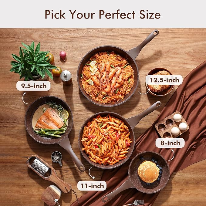 SENSARTE Nonstick Frying Pan Skillet, Non Stick Omelette Pan, Healthy Stone Cookware Chef's Pan PFOA Free, Toffee Brown (8 Inch)