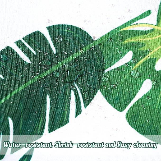 Poise3EHome 60 inches Outdoor/Indoor Waterproof Tropical Round Tablecloth Green for Camping Picnic Party Patio Table Spring, Palm Leaf