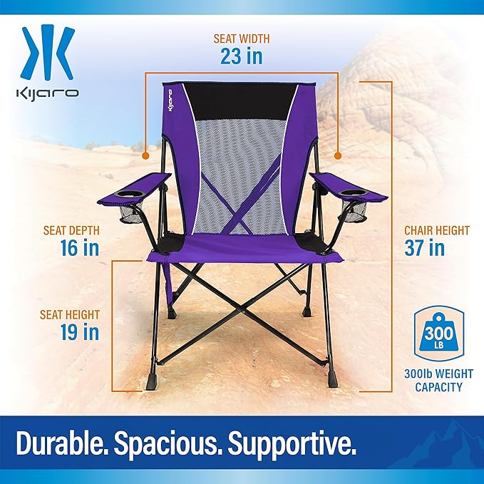 Kijaro Dual Lock Portable Camping Chairs - Enjoy the Outdoors with a Versatile Folding Chair, Sports Chair, Outdoor Chair & Lawn Chair - Dual Lock Feature Locks Position – Kawachi Purple