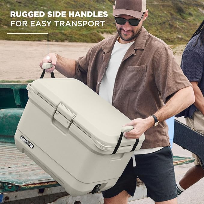 Coleman Pro Heavy-Duty, Desert Sand, 45qt Ultra-Light Premium Hard Cooler, Extra-Thick Insulation Keeps Ice up to 4 Days, 74-Can Capacity