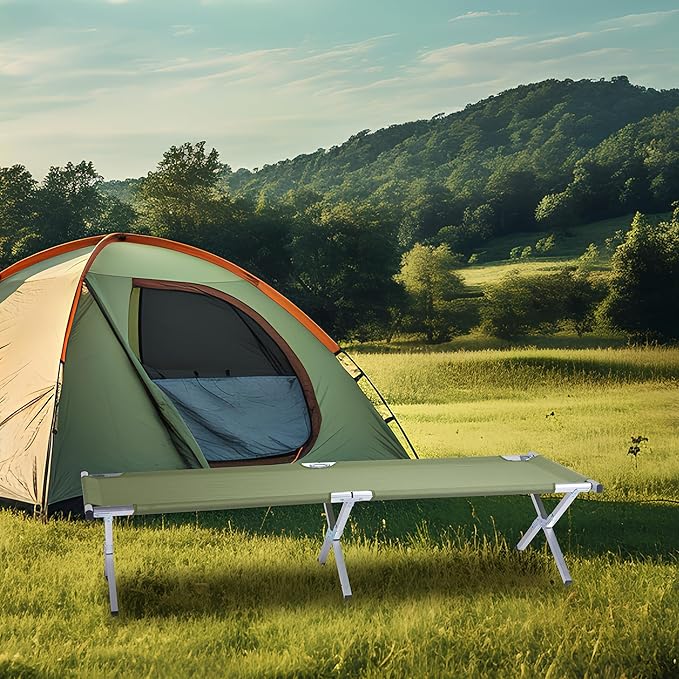 Outvita Folding Camping Cot, Sleeping Bed with Carry Bag, Lightweight Portable Cots for Travel, Fishing, Hiking and Outdoor Activities